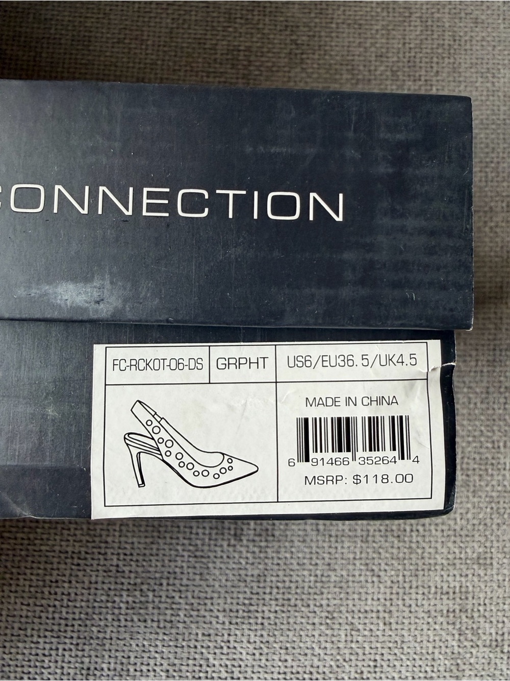 French Connection Rockout Slingback Grommet Heel Pumps Grey 6 Whimsigoth Edgy - Picture 12 of 13